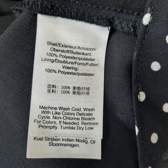 NWT DKNY Black Polka Dot Wrap Style Dress Sz 6 Ruffle Flutter Sleeve Tie Waist - Picture 11 of 11